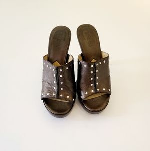 Michael Kors brown leather mules Size 7.5